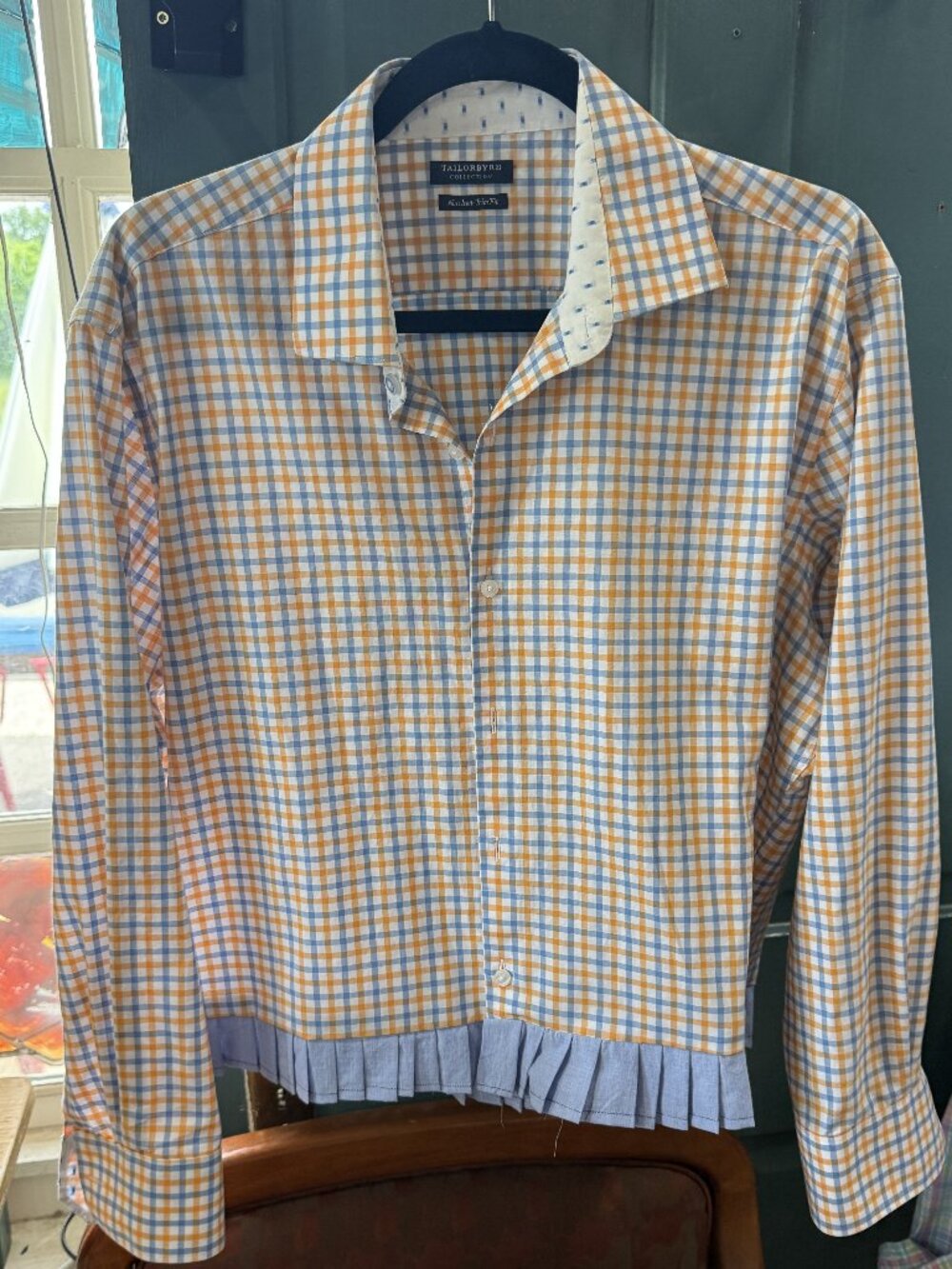 CUTEST!!  TAILORBYRD Button Down Shirt Upcycled  Repurposed One-of-Kind